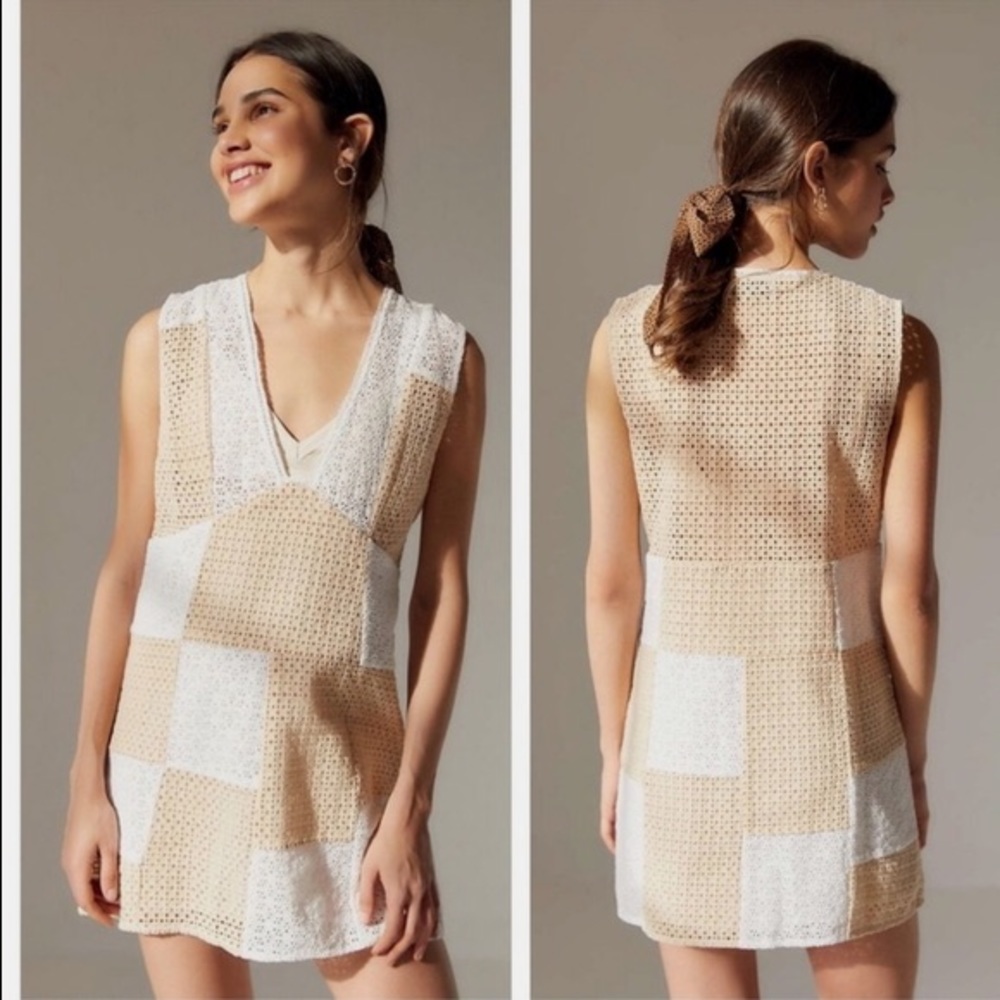 Urban Outfitters Kay Patchwork Eyelet Dress Size S